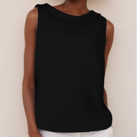 Simone | Sleeveless Roll-Collar Top