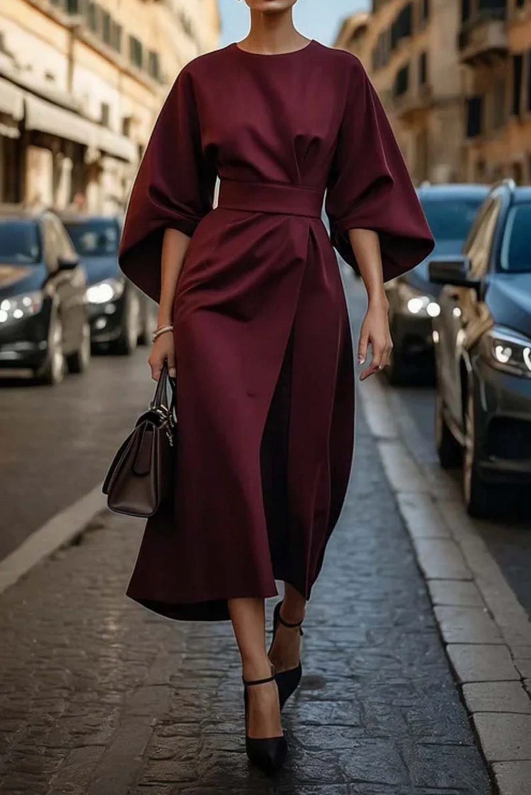 Noelle Lantern Midi Dress