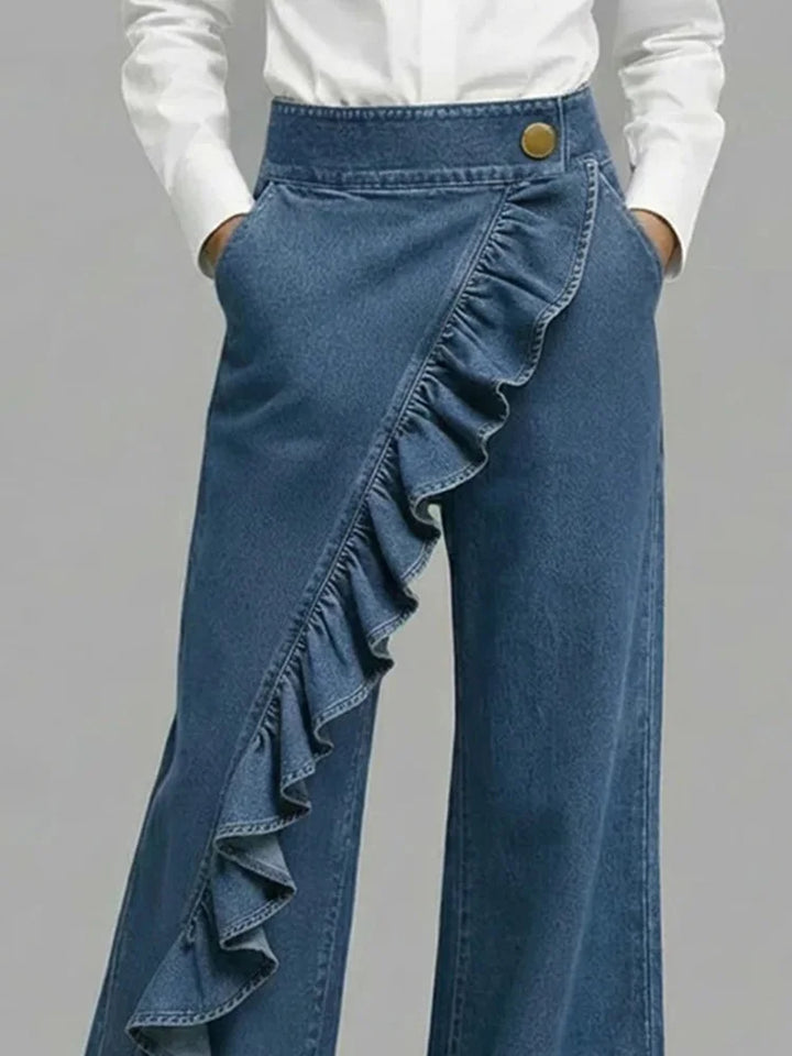 Giselle | Wide-Leg Ruffle Jeans