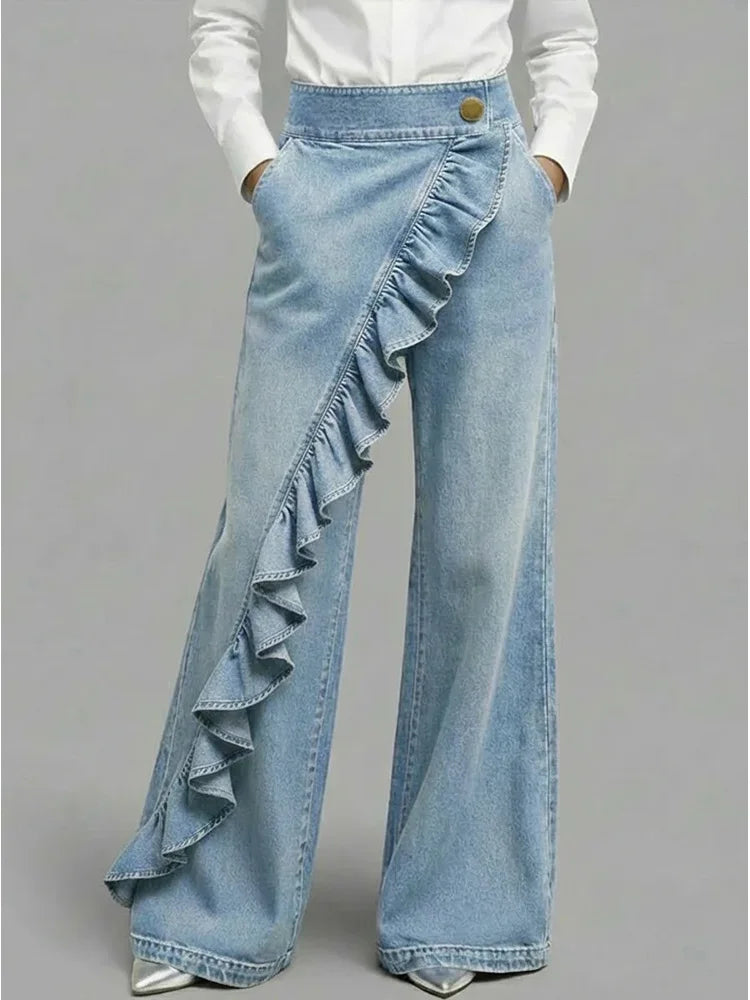 Giselle | Wide-Leg Ruffle Jeans