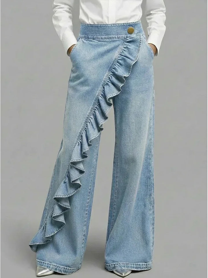 Giselle | Wide-Leg Ruffle Jeans