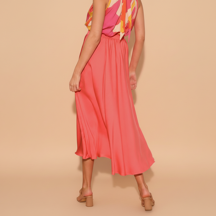 Constance | High-Waist Satin Slip Midi Skirt