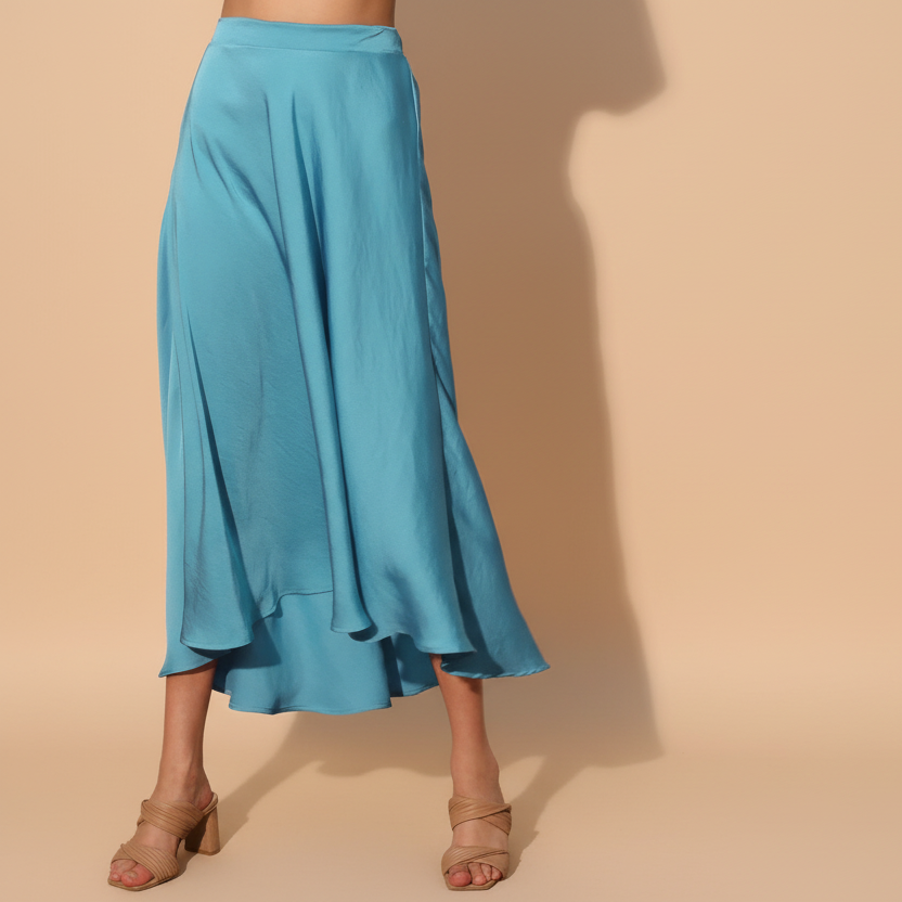 Constance | High-Waist Satin Slip Midi Skirt