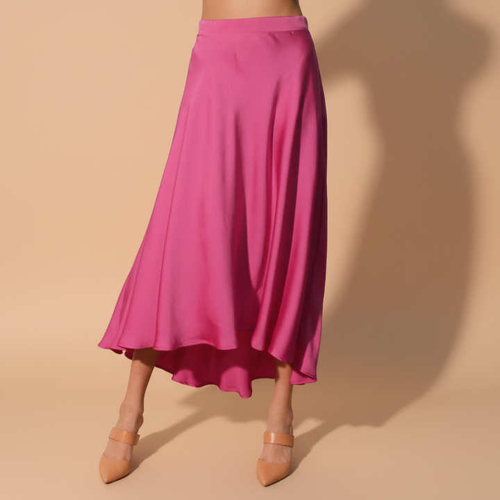Constance | High-Waist Satin Slip Midi Skirt
