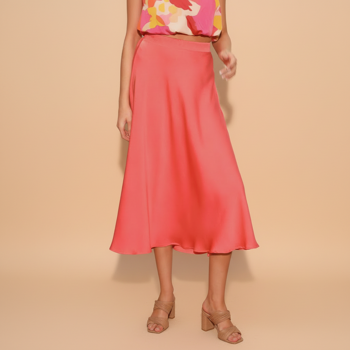 Constance | High-Waist Satin Slip Midi Skirt