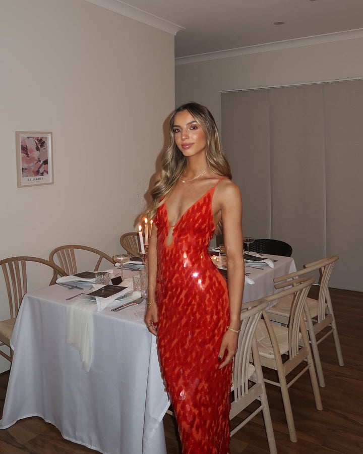 Estelle | Wedding Guest Sequin Backless Maxi Dress