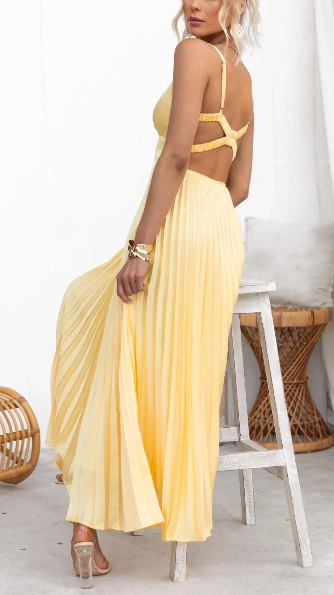 Reva Pleated Maxi Dress
