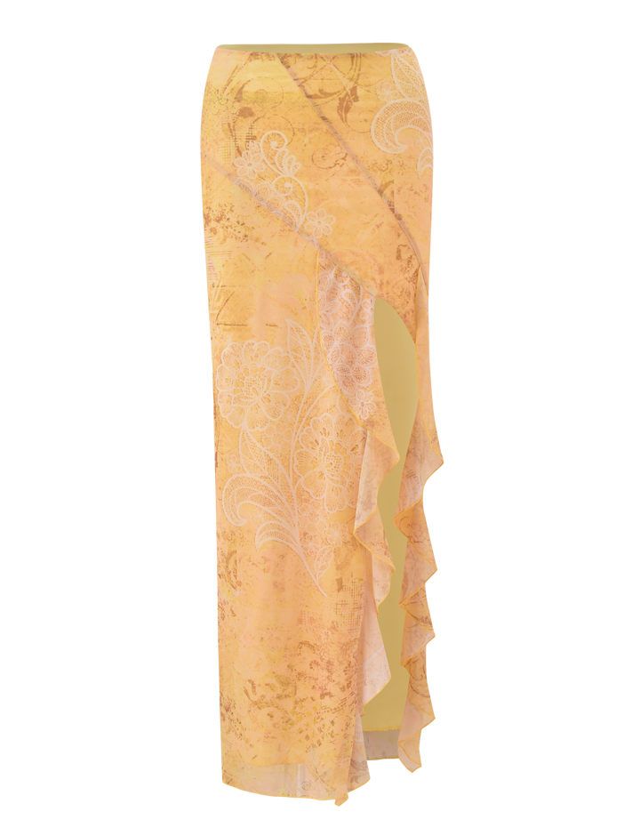 Luna Paisley Ruffle Maxi Skirt