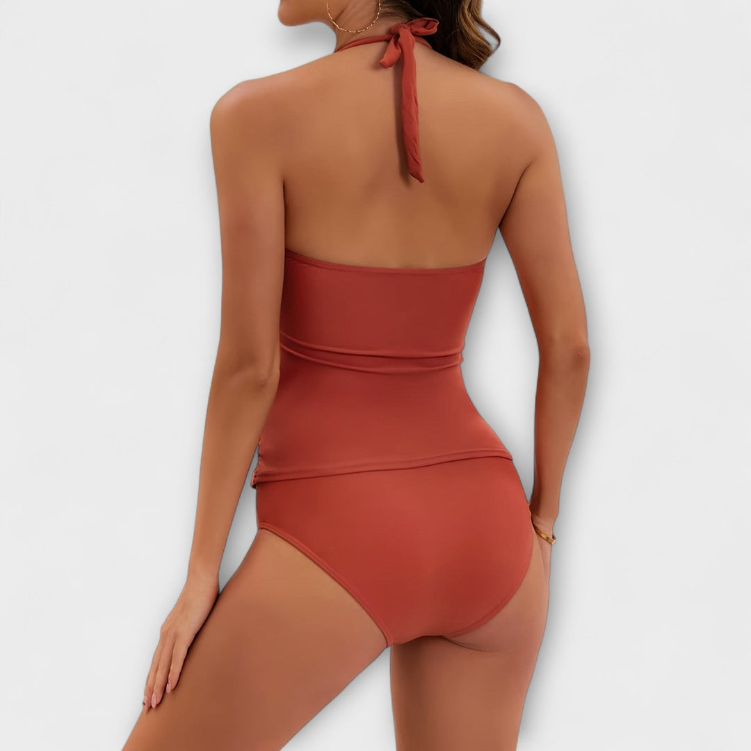 Margaux | Tummy-Control Halter Ruched Two-Piece Swimsuit