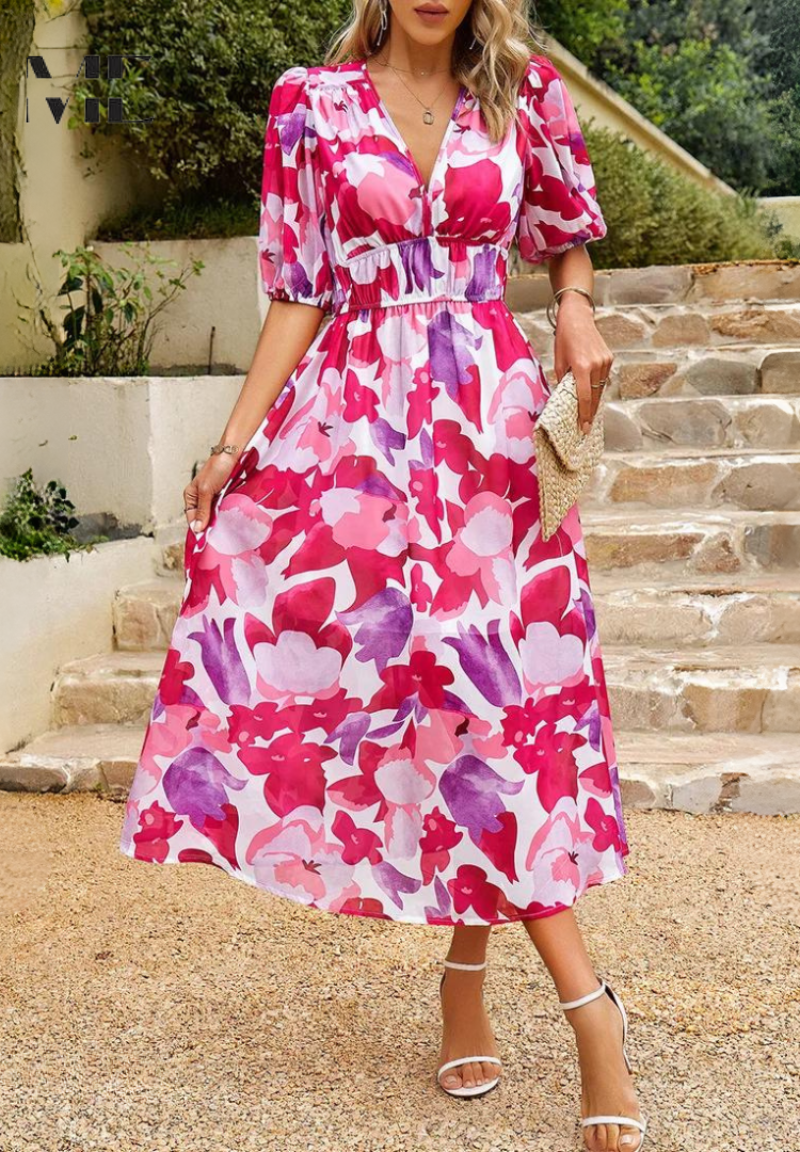 Rosalie Printed Midi Dress