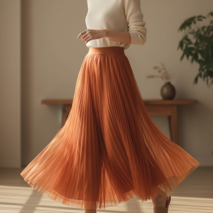 Rosalie | Pleated High-Waist Midi Skirt