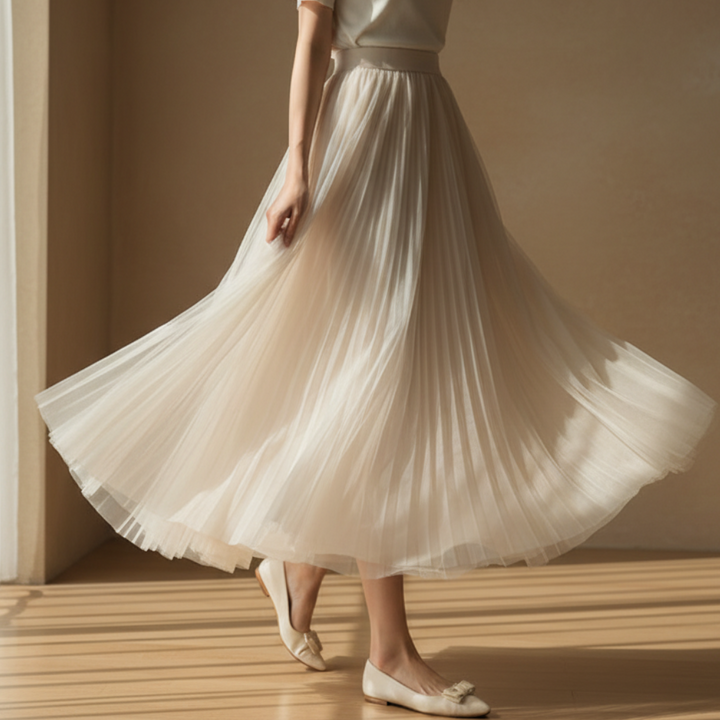 Rosalie | Pleated High-Waist Midi Skirt
