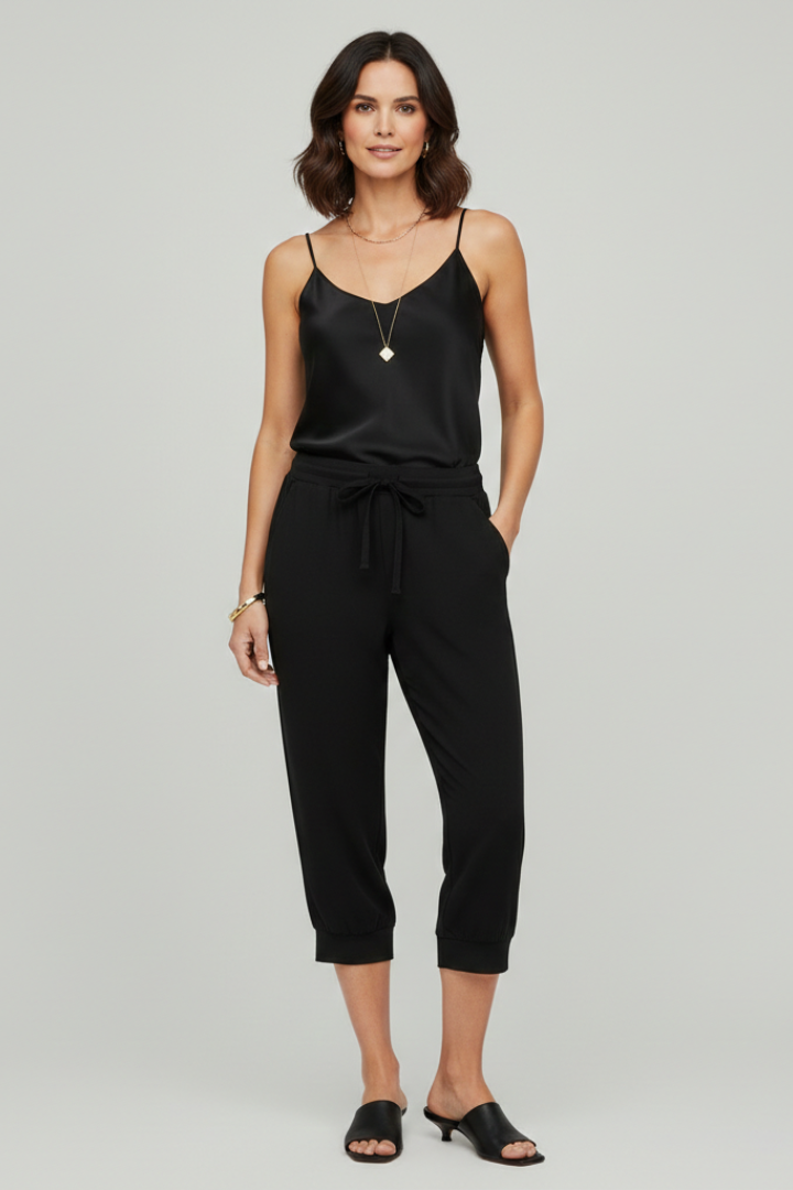 Bernadette | Drawstring-Waist Capri Trousers