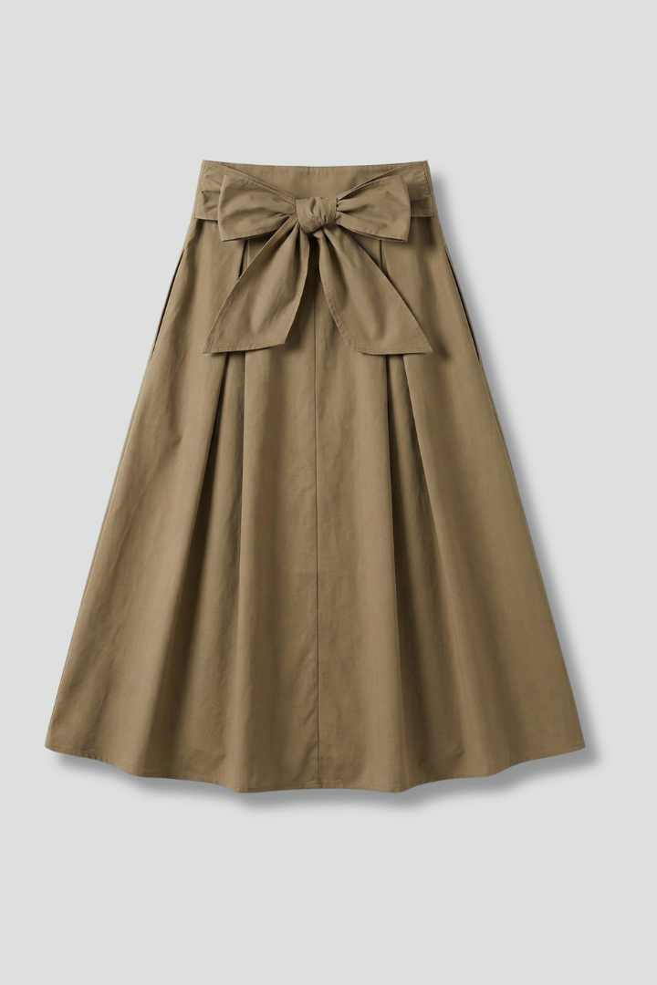 Apolline | Bow-Back Pleated Midi Skirt
