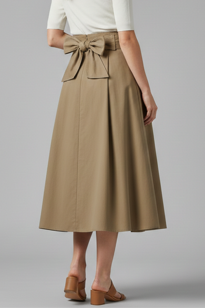 Apolline | Bow-Back Pleated Midi Skirt