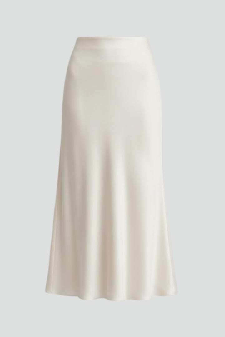 Philippa | Draped Satin-Look Midi Skirt