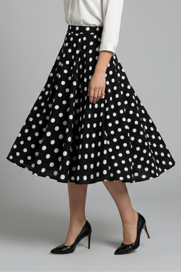 Roxane | Polka-Dot Flared Midi Skirt