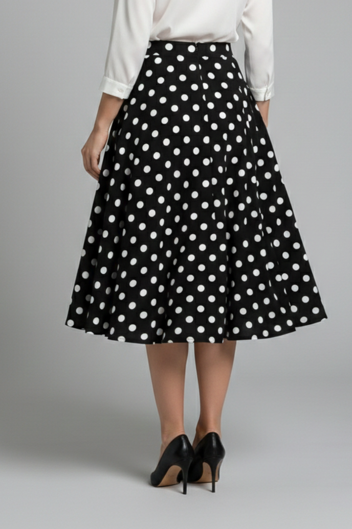 Roxane | Polka-Dot Flared Midi Skirt