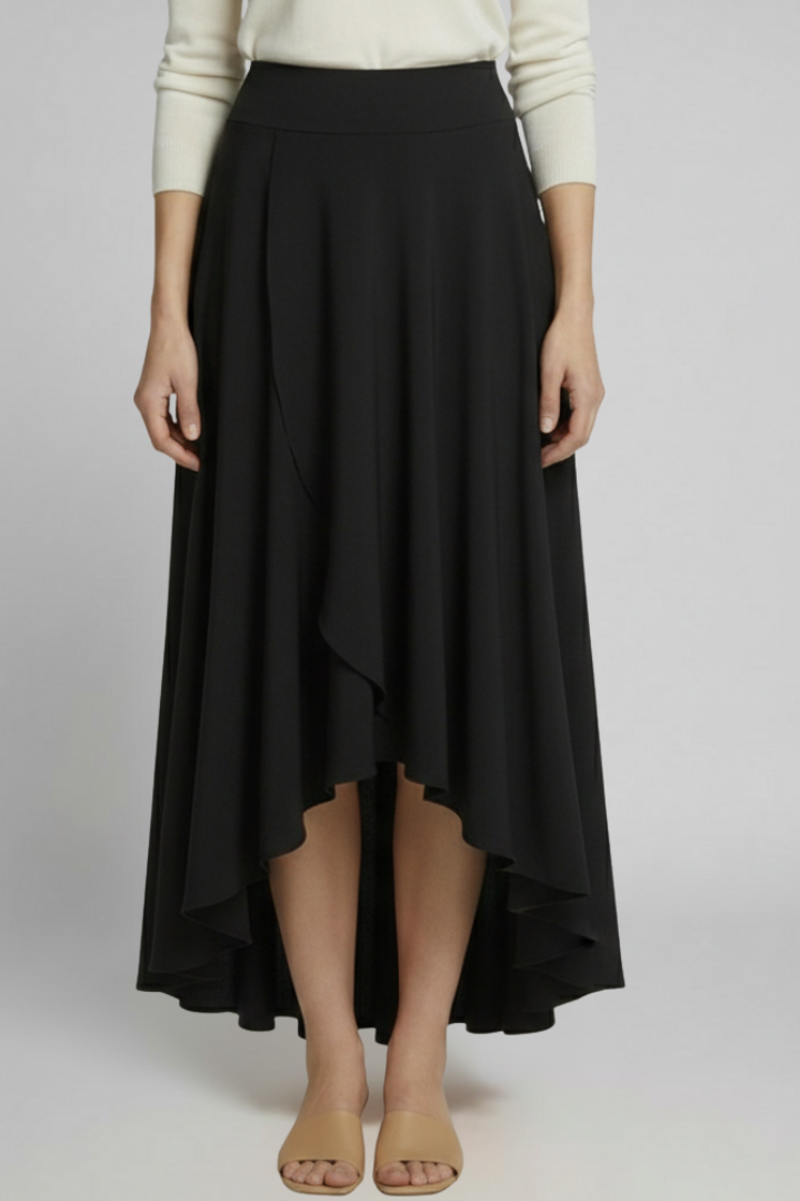 Sidonie | Layered-Hem Flared Midi Skirt