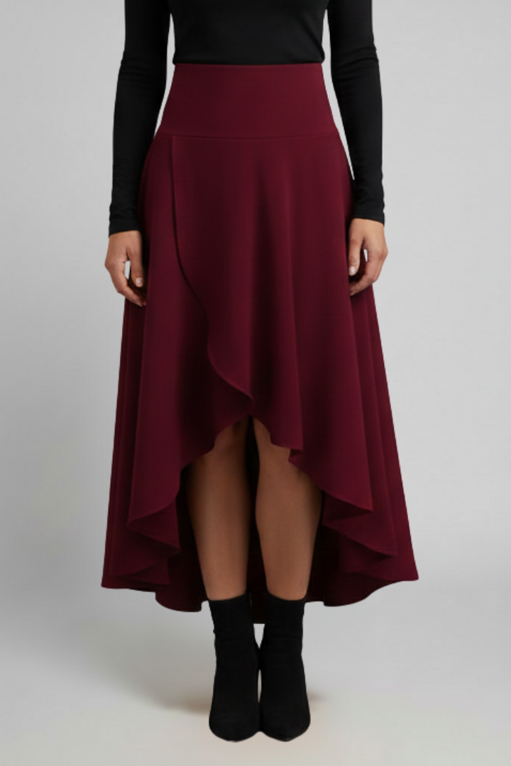 Sidonie | Layered-Hem Flared Midi Skirt