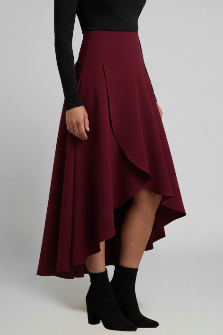 Sidonie | Layered-Hem Flared Midi Skirt