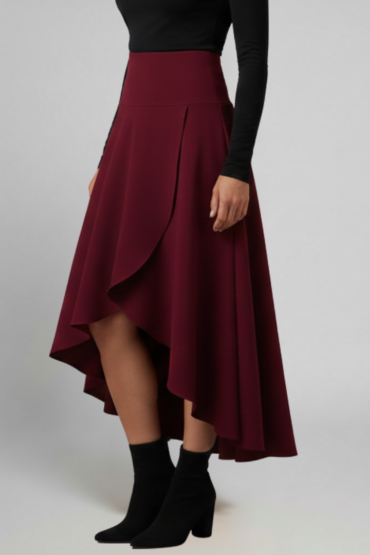 Sidonie | Layered-Hem Flared Midi Skirt