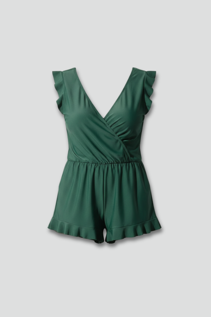 Noelle | V-Neck Ruffle Swim Romper