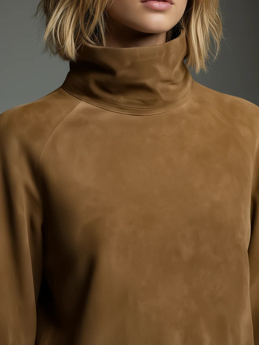Clara Suede Turtleneck Mini Dress