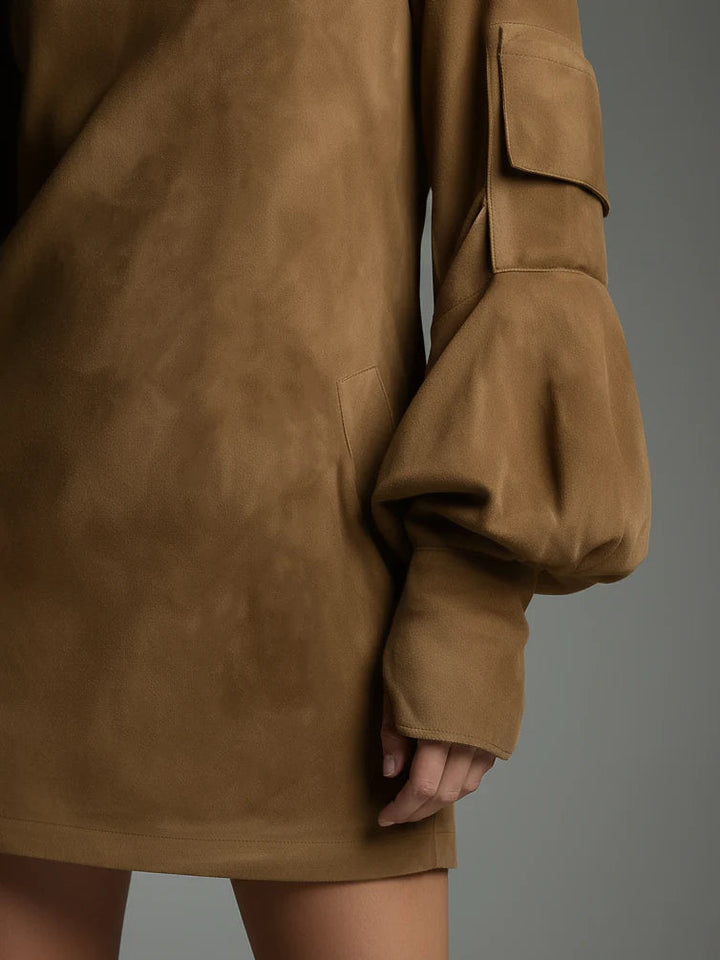 Clara Suede Turtleneck Mini Dress