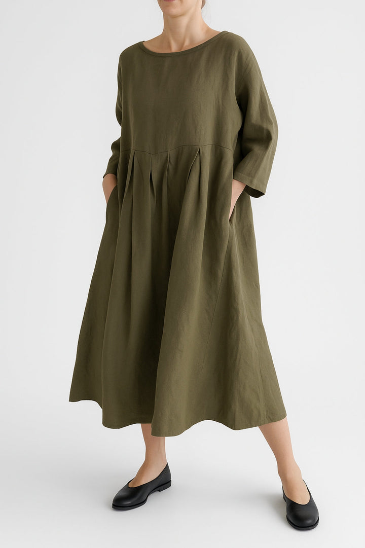 Eloise Pleat Midi Dress