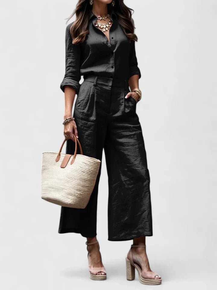 Seraphine | Linen Wide-Leg Two-Piece Set