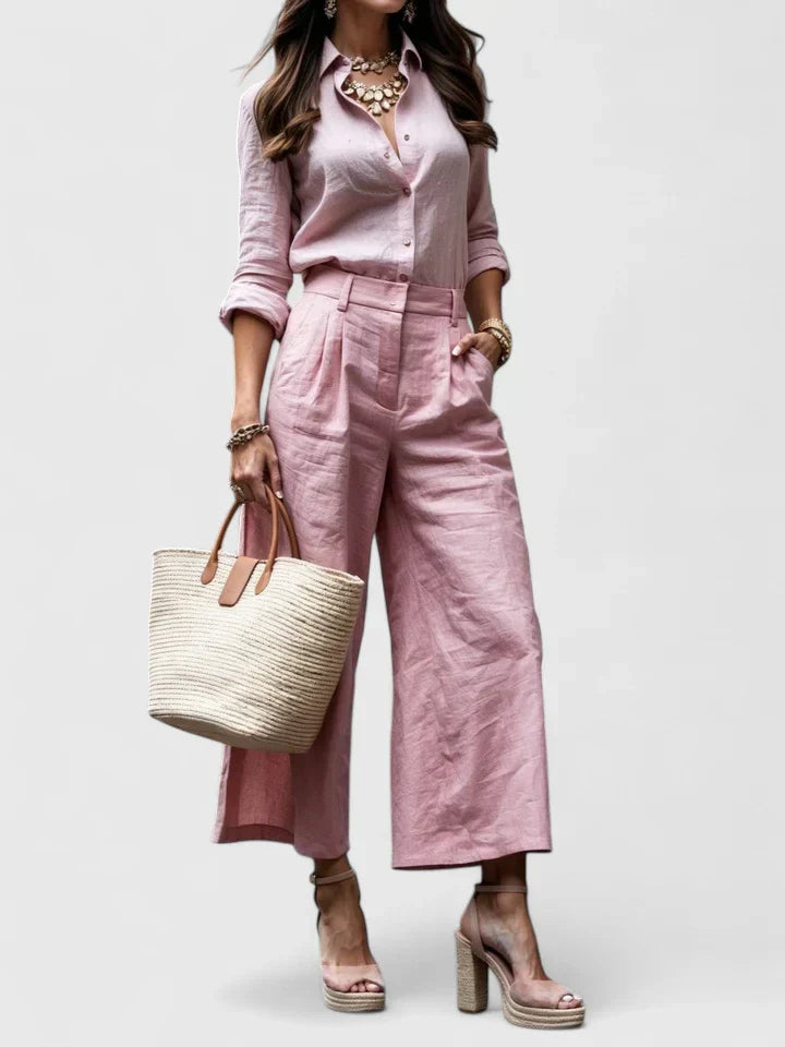 Seraphine | Linen Wide-Leg Two-Piece Set