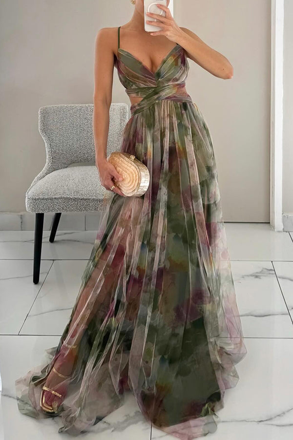 Sage Pleated Maxi Dress
