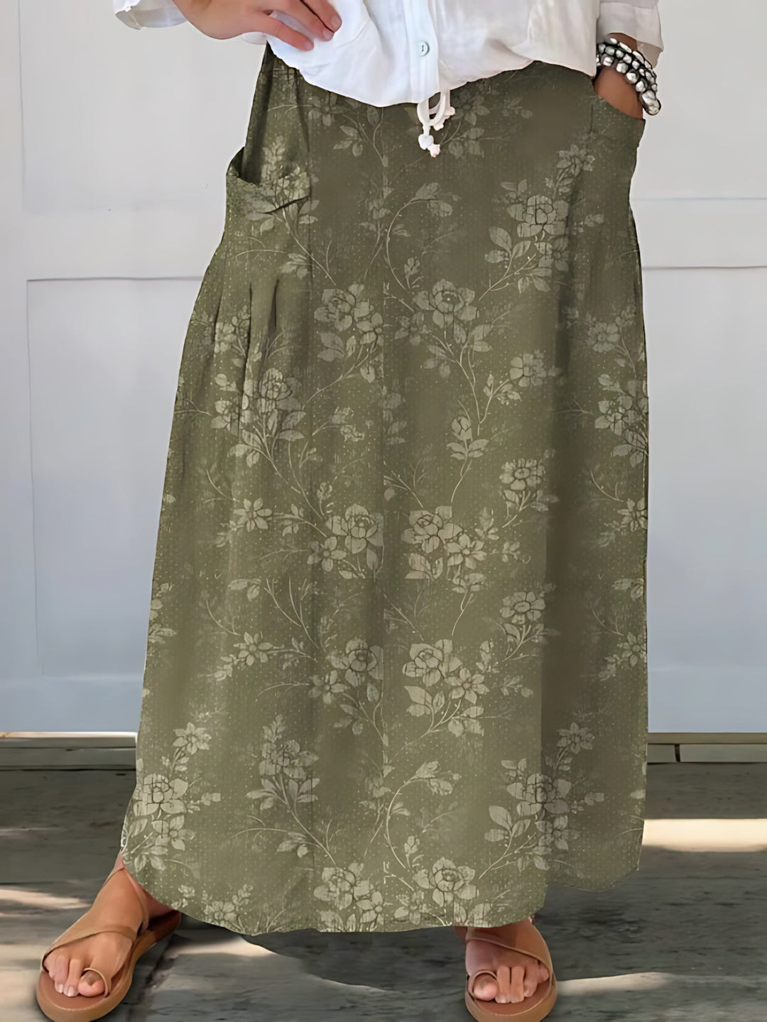 Clemence | High-Waist Ditsy Floral A-Line Midi Skirt