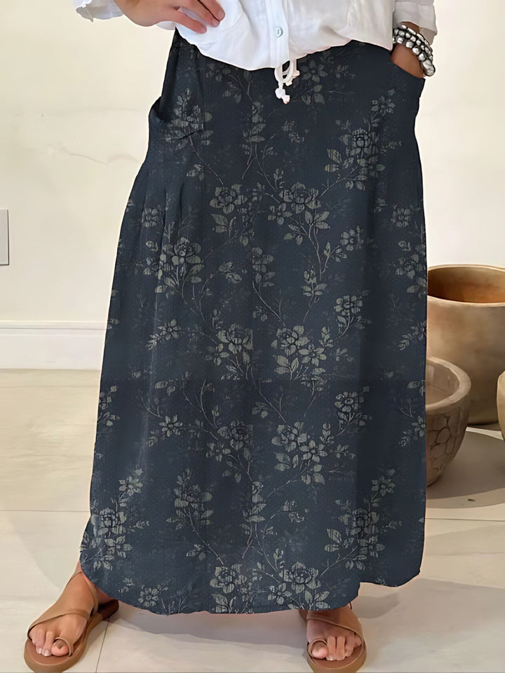 Clemence | High-Waist Ditsy Floral A-Line Midi Skirt