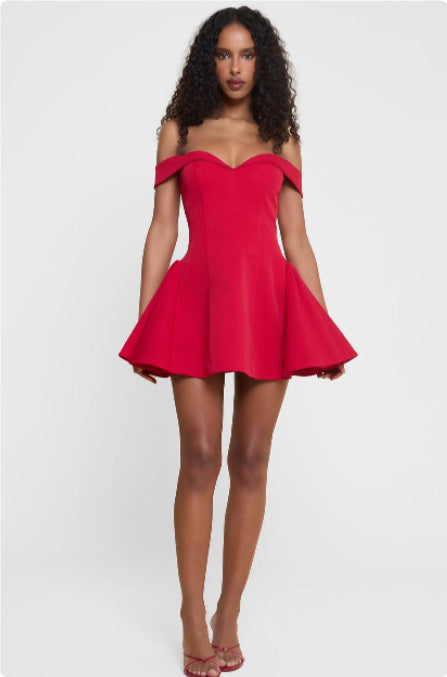 Elodie Contrast Off Shoulder Mini Dress