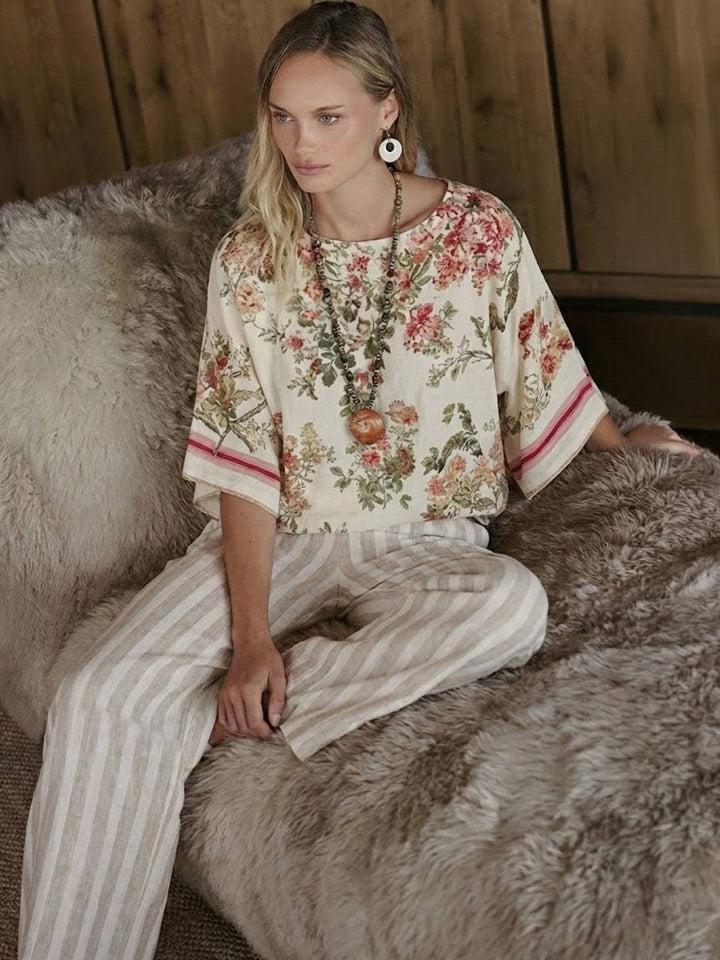 Genevieve | Linen Embroidered Wide-Leg Co-ord Set