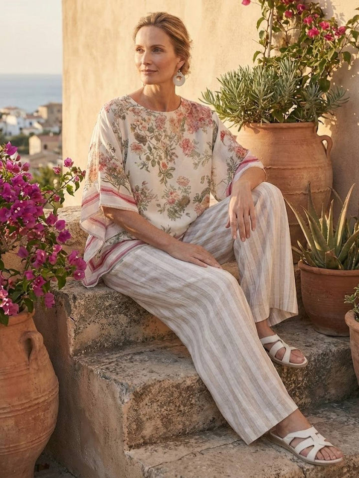 Genevieve | Linen Embroidered Wide-Leg Co-ord Set