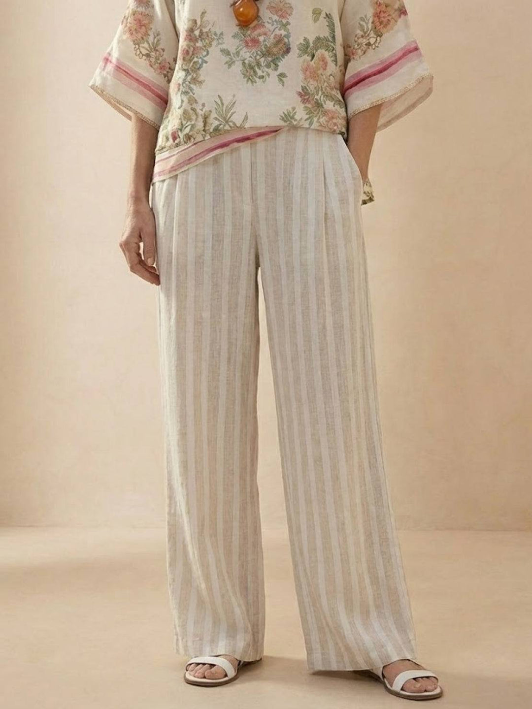 Genevieve | Linen Embroidered Wide-Leg Co-ord Set