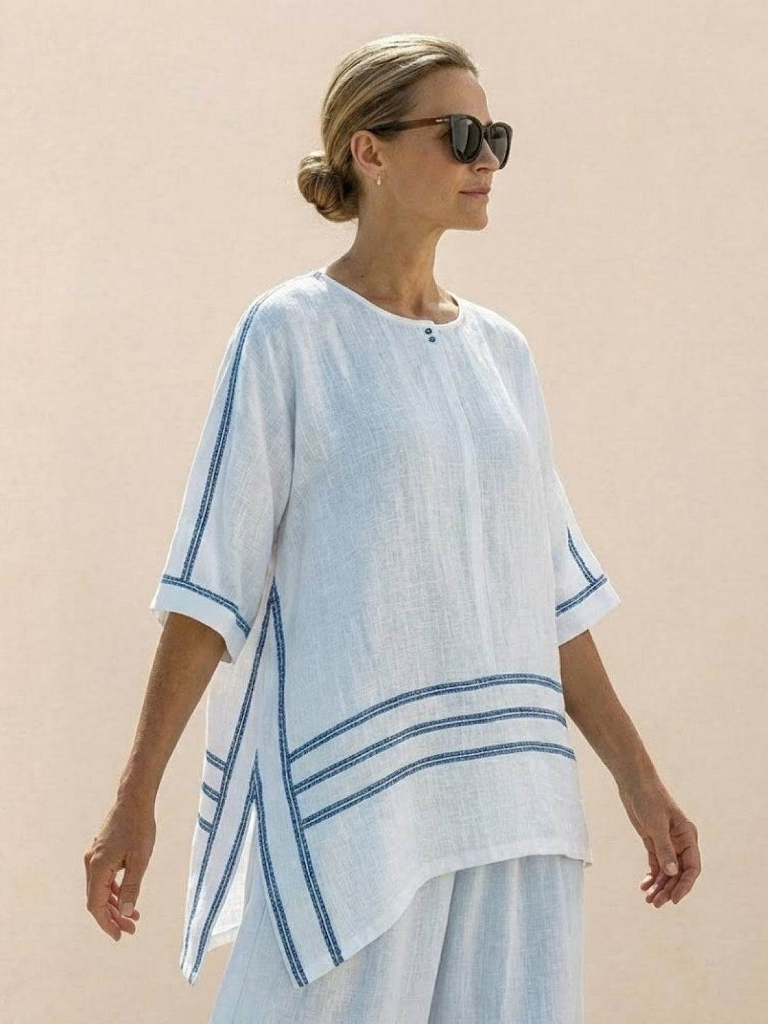 Genevieve | Linen Embroidered Wide-Leg Co-ord Set