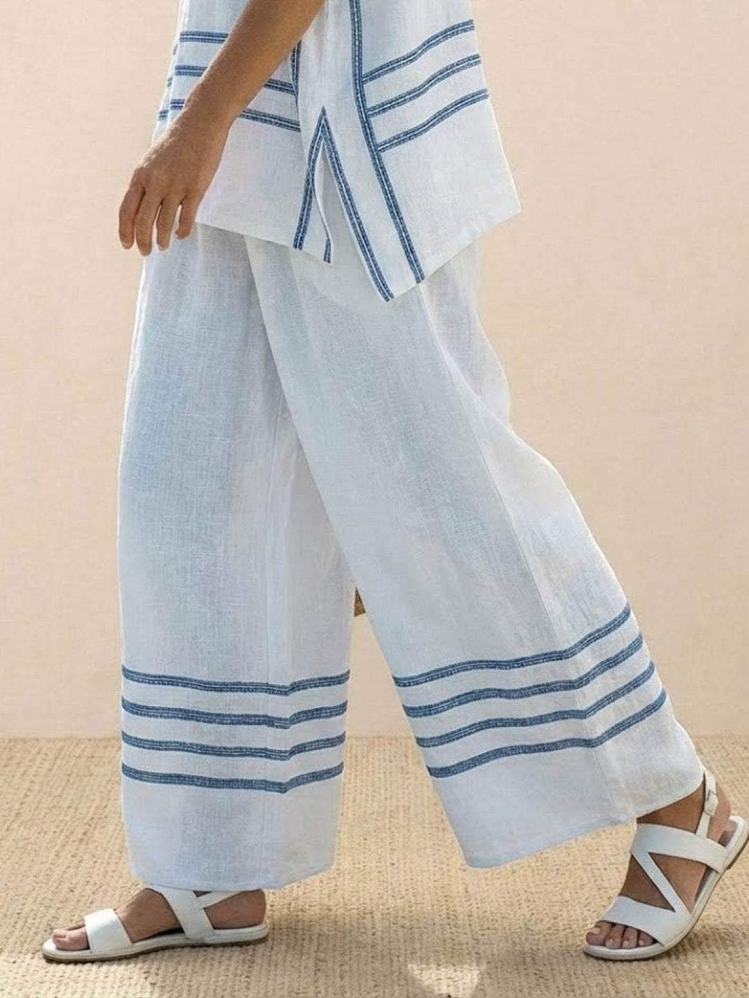Genevieve | Linen Embroidered Wide-Leg Co-ord Set