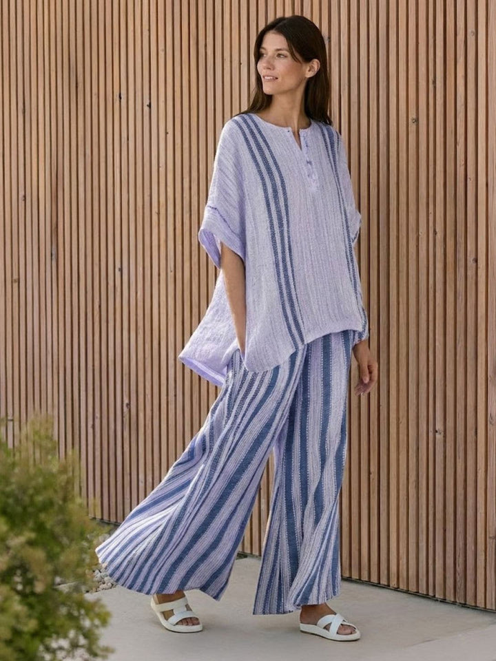 Genevieve | Linen Embroidered Wide-Leg Co-ord Set