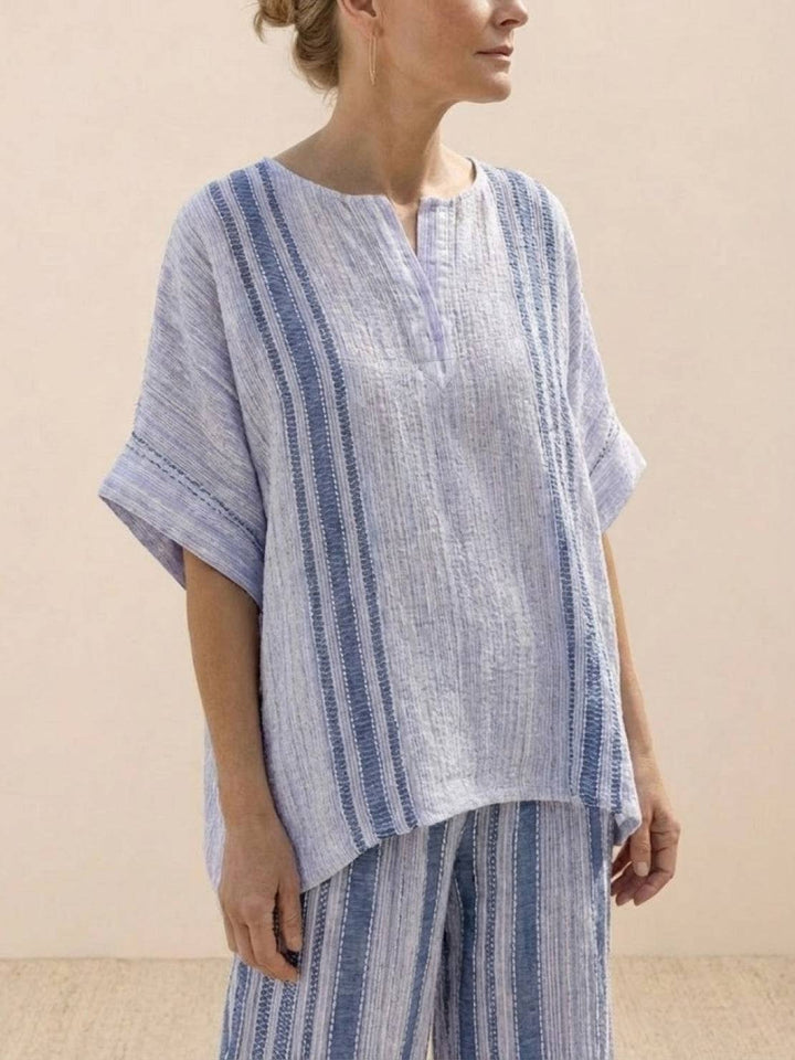 Genevieve | Linen Embroidered Wide-Leg Co-ord Set
