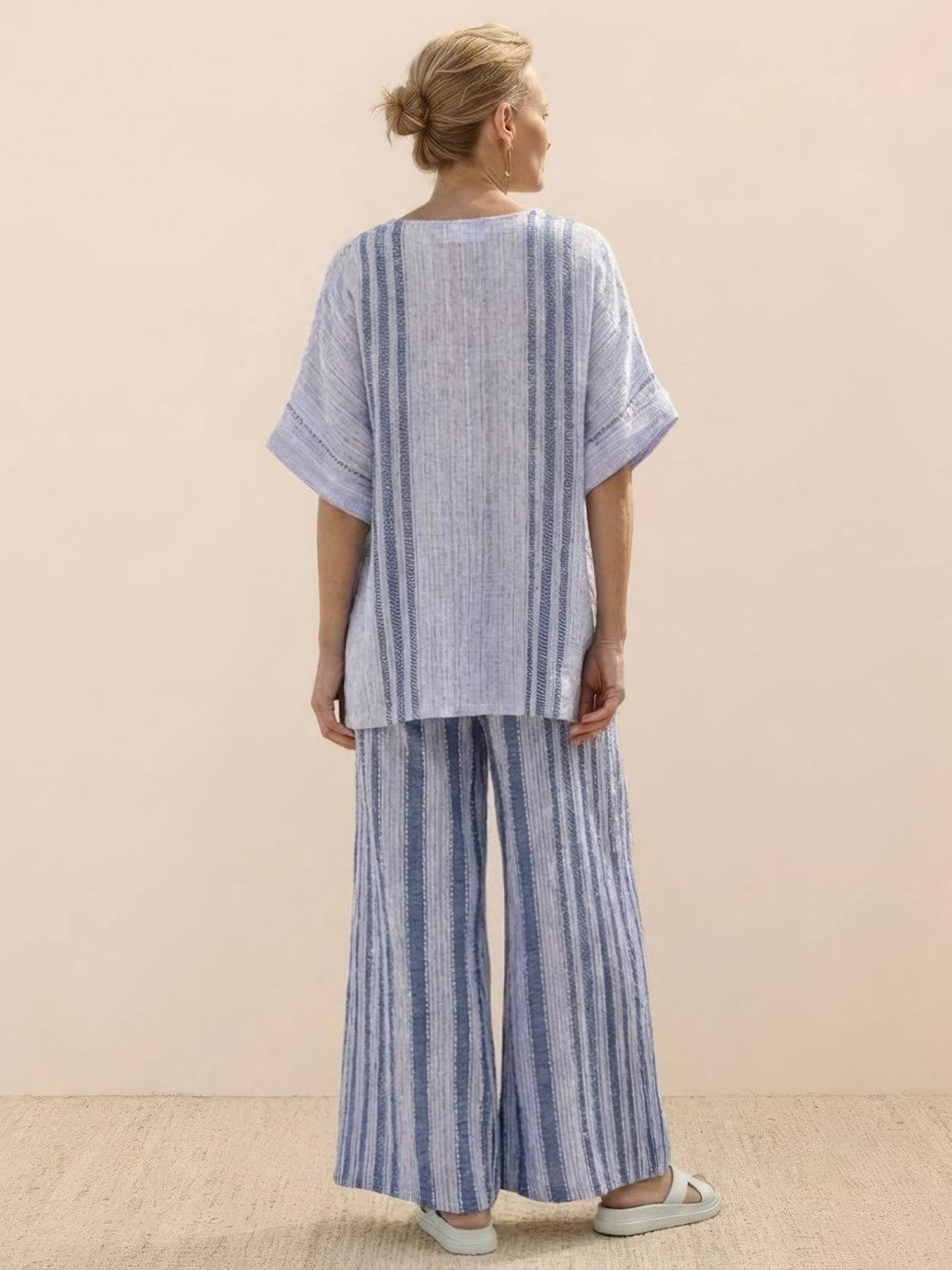 Genevieve | Linen Embroidered Wide-Leg Co-ord Set