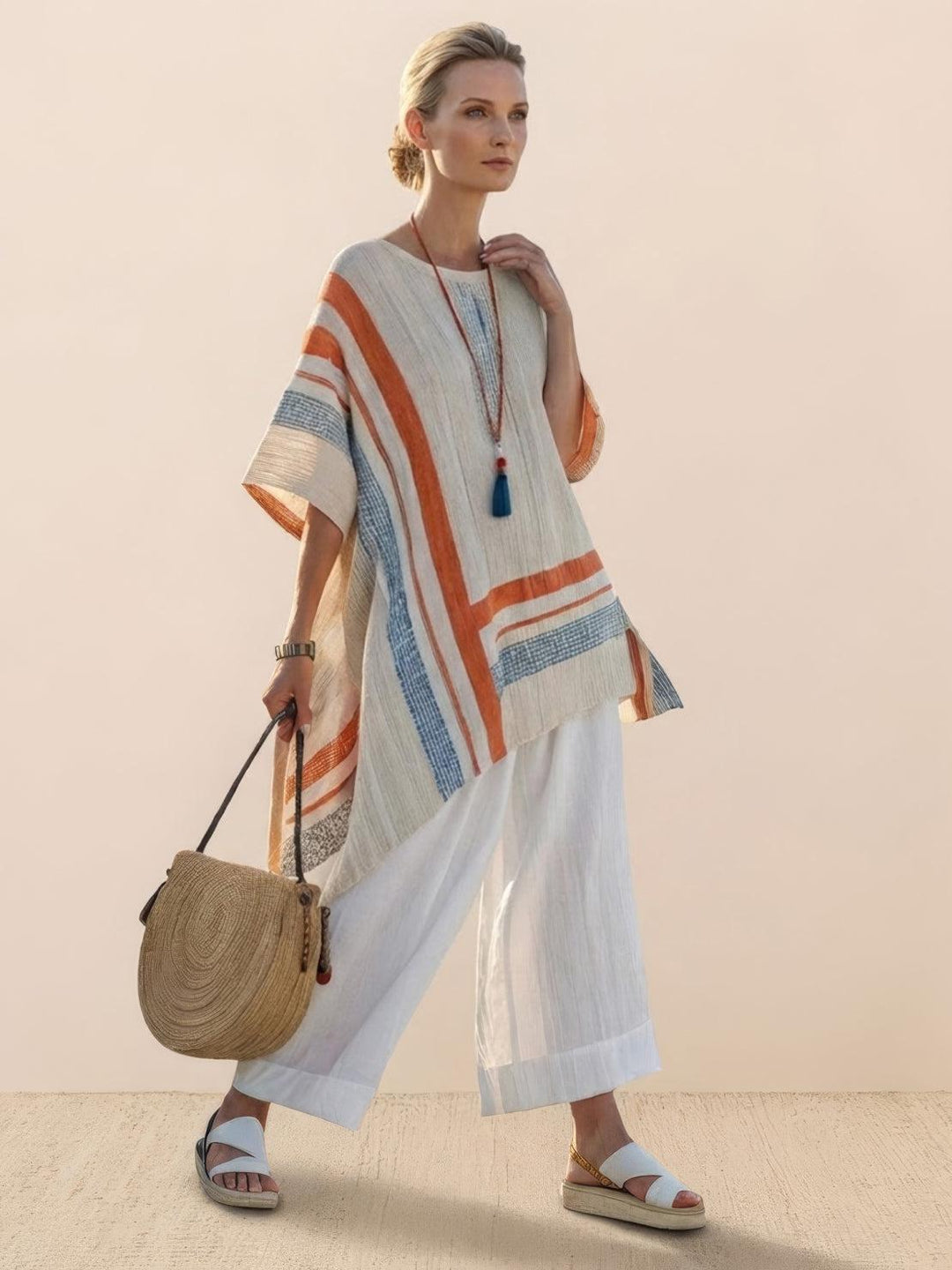 Genevieve | Linen Embroidered Wide-Leg Co-ord Set