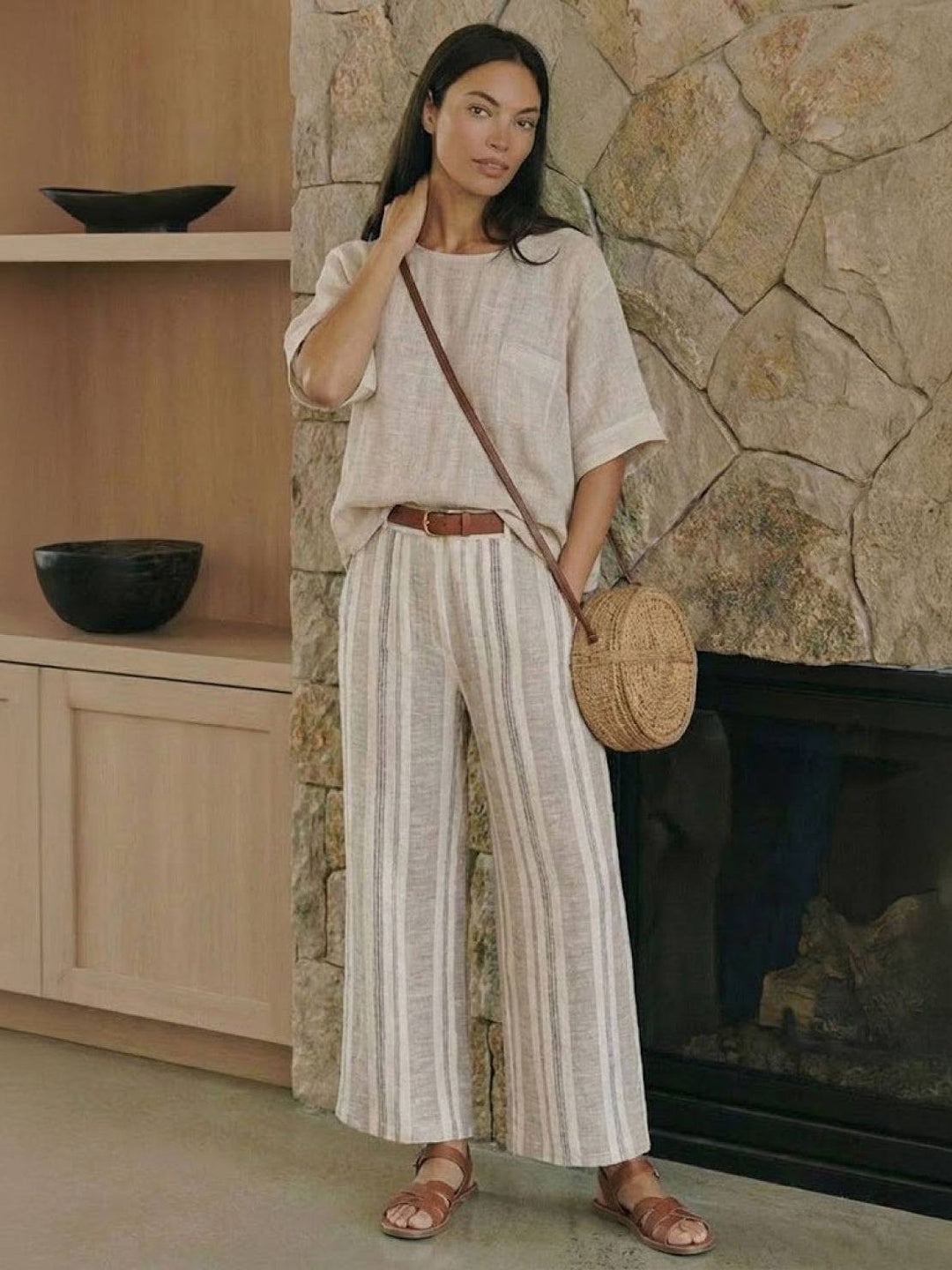 Genevieve | Linen Embroidered Wide-Leg Co-ord Set