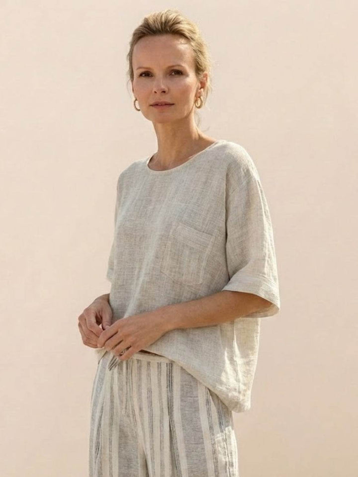 Genevieve | Linen Embroidered Wide-Leg Co-ord Set