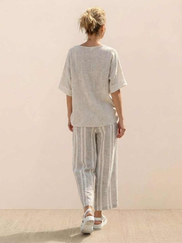 Genevieve | Linen Embroidered Wide-Leg Co-ord Set