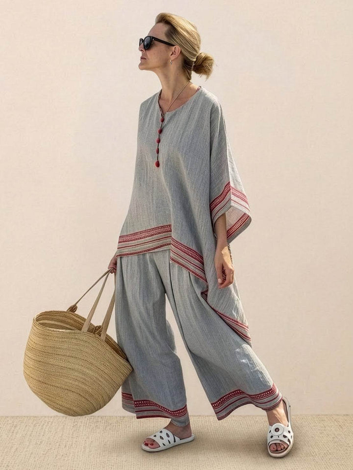 Genevieve | Linen Embroidered Wide-Leg Co-ord Set