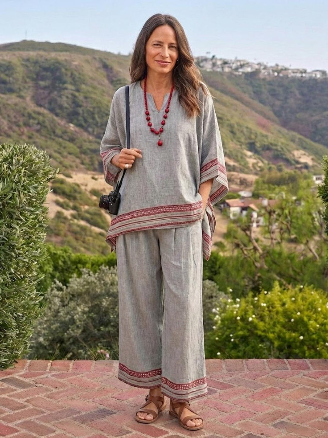 Genevieve | Linen Embroidered Wide-Leg Co-ord Set